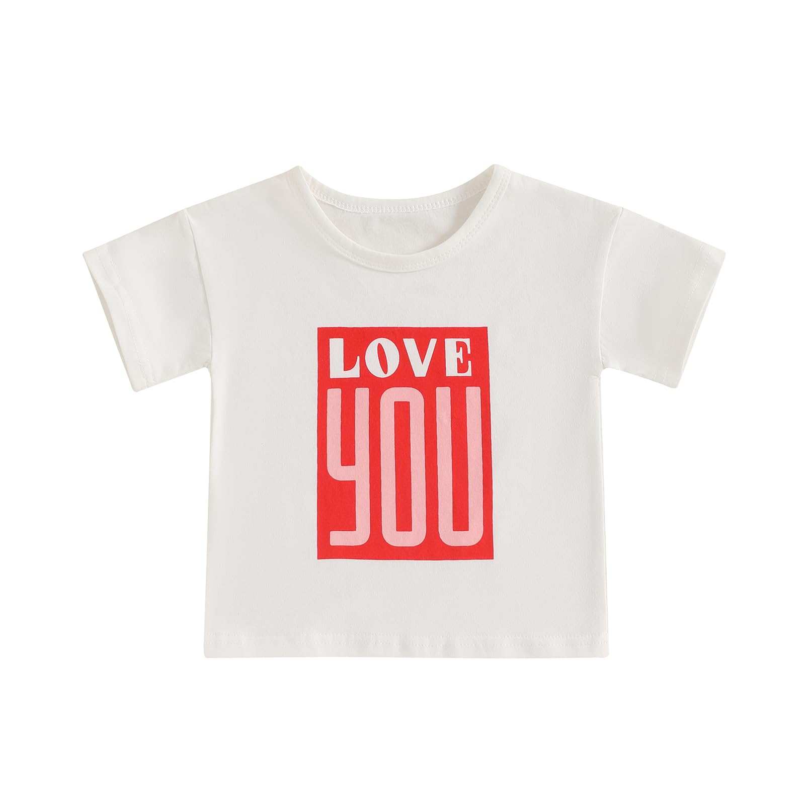 Toddler Kids Baby Boy Girl Valentines Day T Shirt Love You Short Sleeve Tee Top Casual Summer Clothes