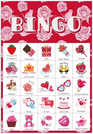 OHOME Valentines Crafts for Kids - Valentines Bingo Cards - Kids Gifts for School Classroom | 24 Players Valentines Day Accessories Party Favors - Valentine Toys Games for Boy Girl