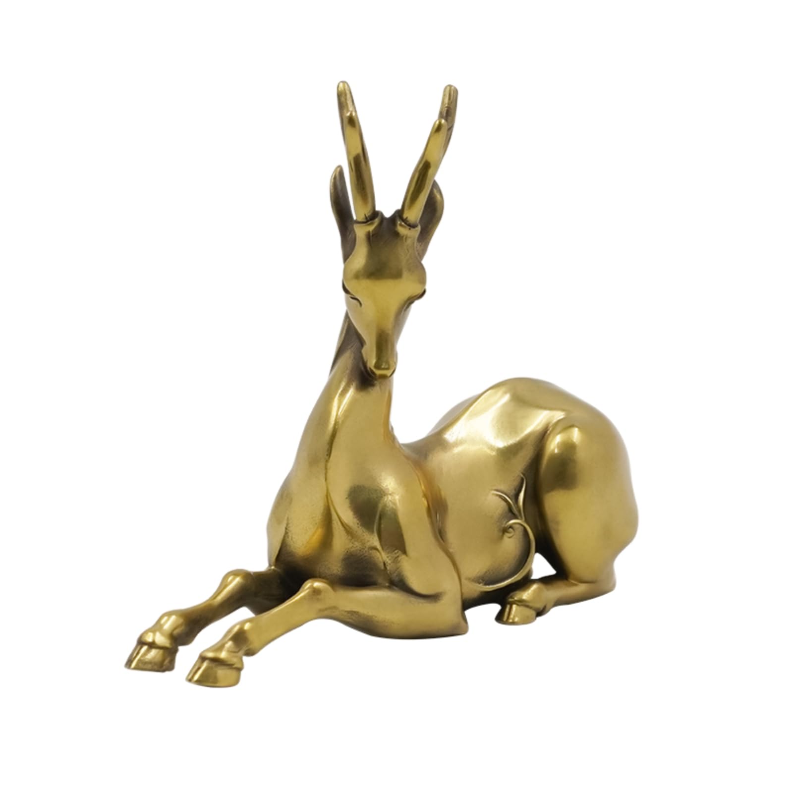 NGDFGR Brass Cute Deer Miniature Statue Living Room Desktop Office Feng Shui Decorations, Metal Lucky Buck Sculpture Study Bookshelf Desktop Ornaments