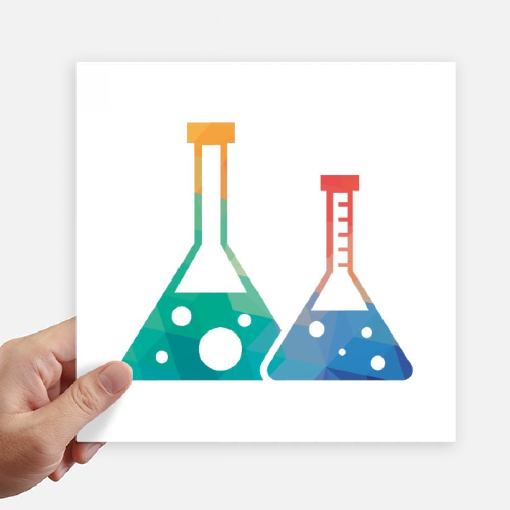 Autocollant carré 20cm décoration flasques chimie sticker multicolore pour valise et mur