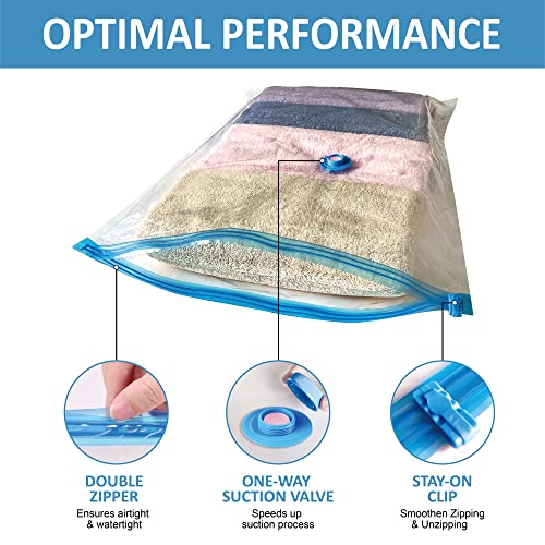 Image of Roomimaster Vacuum Storage Bags, Vacuum Seal Space Saver Bags for Clothing, Travel Lugggage, Carry-on, Blankets, Comforters, Pillow, Bedding, 20 Combo