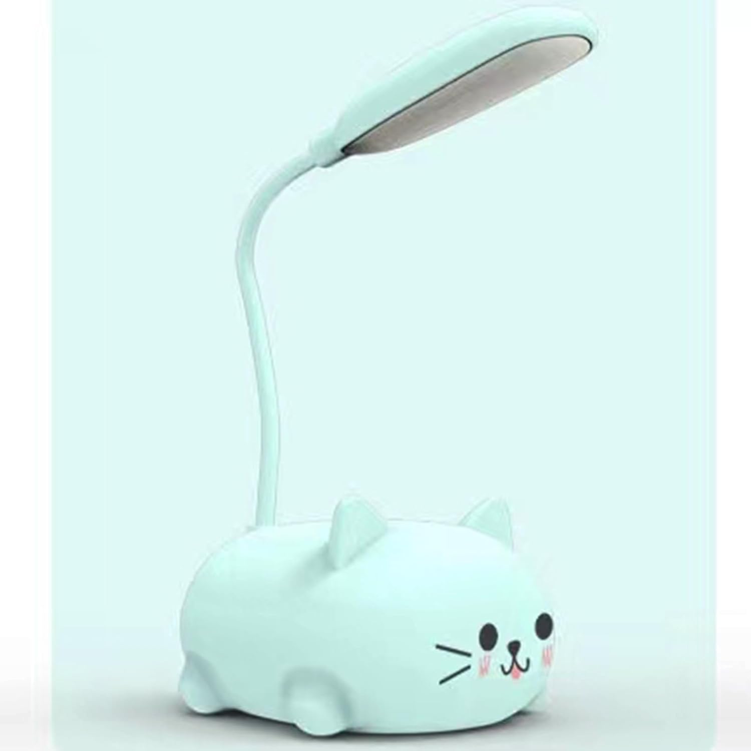 Neioaas LED Desk Lamp for Kids, Cute Cat Lamp USB Rechargeable Reading Light,Portable LED Table Light, Flexible Gooseneck Eye-Care Cartoons Small Desk Lamp Girls Gifts (Blue)