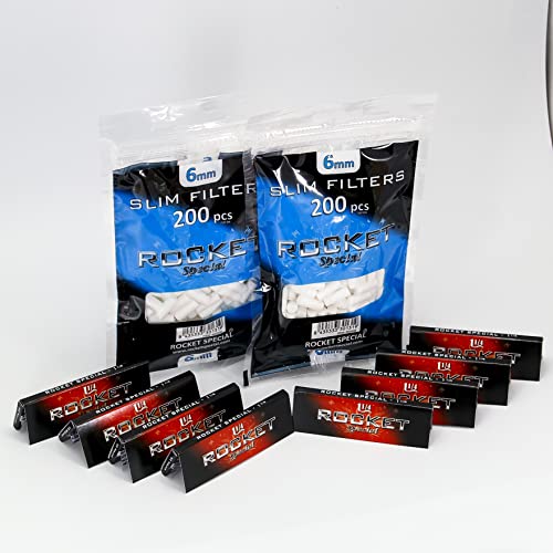 Rocket Special - Kit Fumador - Regalo Fumador. 400 filtros 6mm + 8 libritos 1,1/4 (50 hojas) Cover