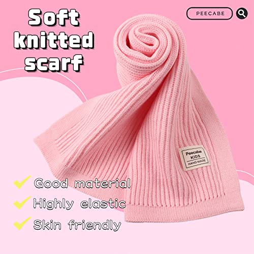 Peecabe Kids Scarf Soft Warm Knit Neck Warmer Winter Classic Scarf For Boys Girls (Light Pink) #TOP2