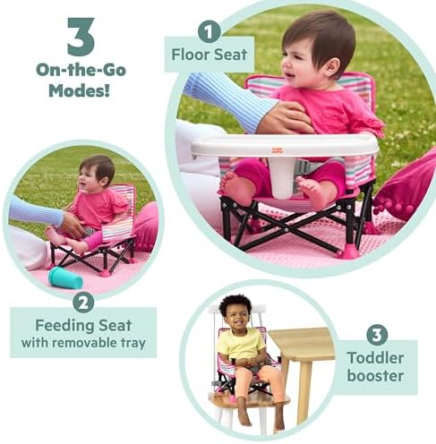 Bright Starts Disney Minnie Mouse Pop'n Sit Taşınabilir Yükseltme Koltuğu, İç/Dış Mekan Kullanımı, Besleme Tepsili Zemin Koltuğu, 6 Aylık İle 3 Yaş Arasındaki Bebekler İçin - Görsel 2