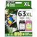 GREENCYCLE Hight Yield Ink Cartridge For HP 63XL F6U64A F6U63A Black and Tri-color Set - Black,2 Pack and Color,2 Pack