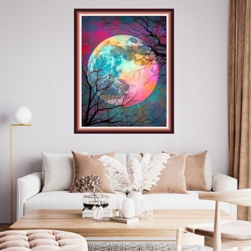 Image of Fanxvivy Stamped Cross Stitch Kits for Beginners Full Range of Cross Stitching Preprinted Embroidery Kits for Adults, 11CT Embroidery Pattern Needlepoint Kits-Magical Moonlight 16x20 inch