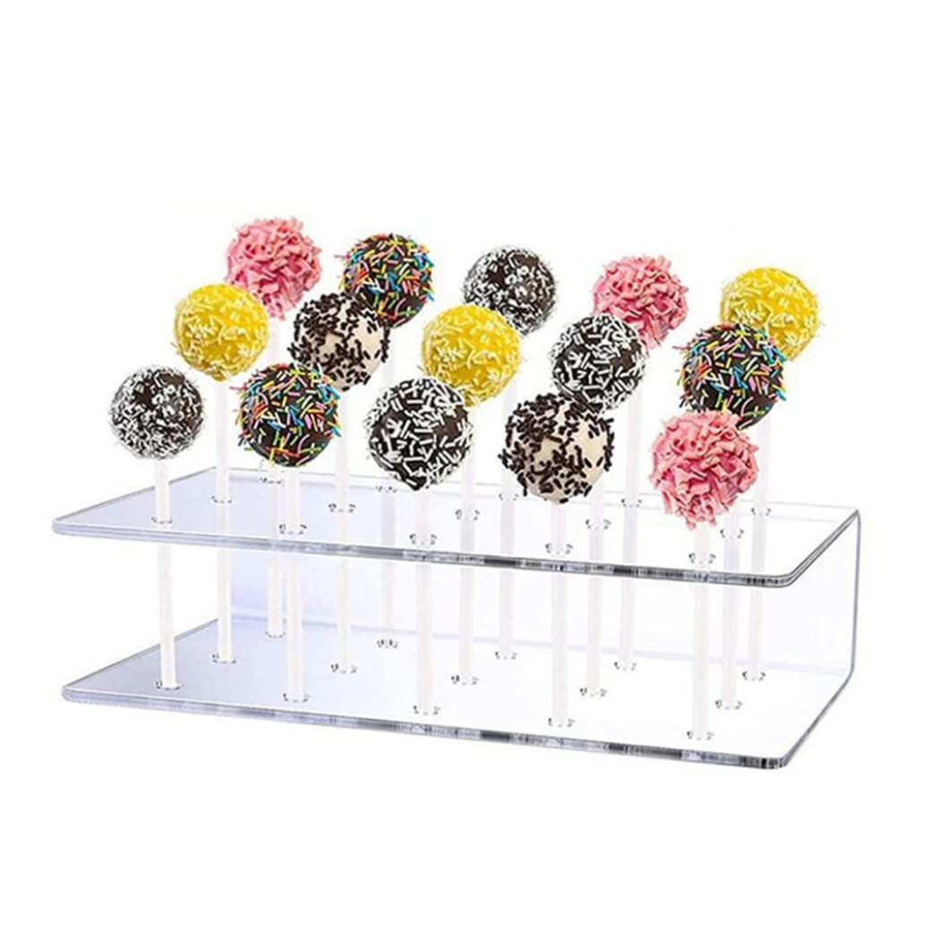 Elyebxj Acrylic Lollipop Stand Display, 15 Holes Transparent Cake Holder Stand for Baby Shower Party Supply