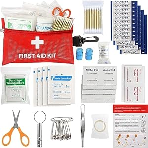 Small First Aid Kit -98 Piece First Aid Kit, Small Travel First Aid Kit Treat and Protect Most Injuries,Mini First Aid Kit Ready for Emergency at Home, Outdoors, Car, Camping, Workplace, Hiking.