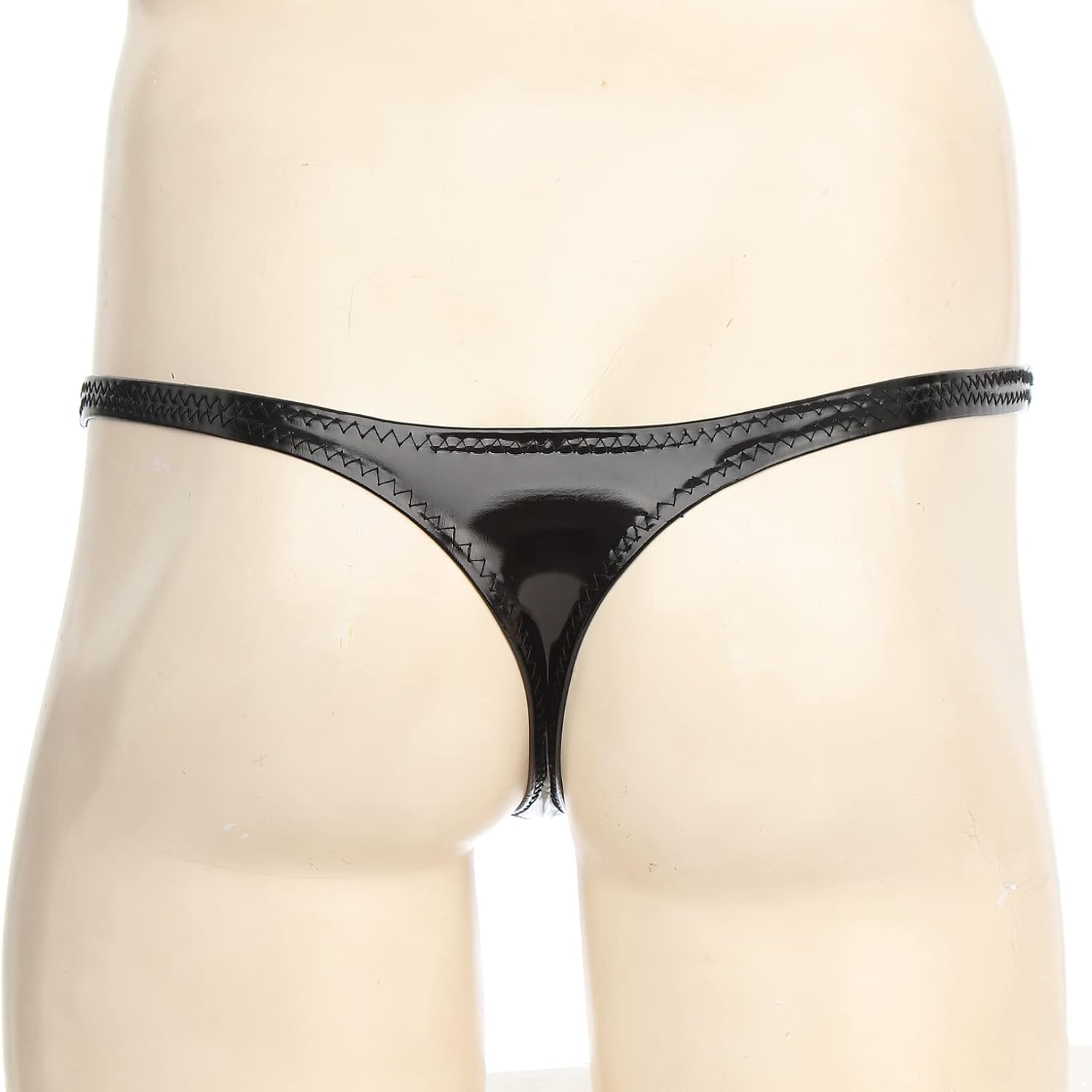 Freebily Men's Micro Hollow Out Leather Jockstrap Erotic Lingerie G-String Low Rise Thongs