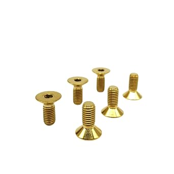 RISON Titanium Bolts 6pcs Steering Wheel Screw Bolts M5x12MM Titanium Steering Wheel Bolt Kits Gold Titanium Countersunk Screws Titanium Finish Flat Head Bolt
