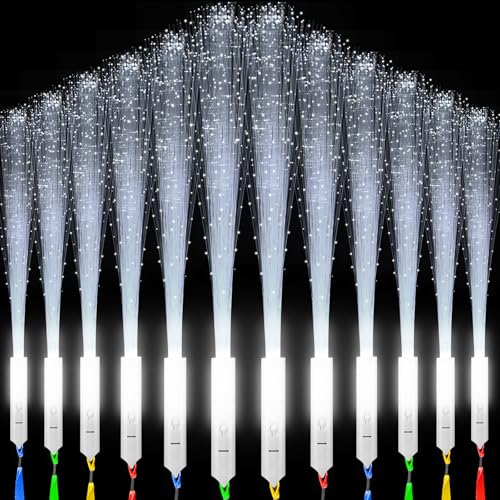 Fiber Optic Wand for Wedding White Glow Sticks Bulk Party Pack LED Flashing Sticks with 3 Light Modes for Wedding Glow Concerts Part Supplies (72)