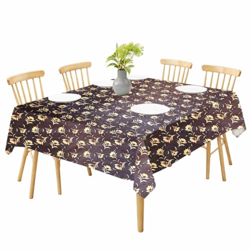 Image of Waterproof Dining Table Cover | PVC Table Protector | Dustproof Spill Proof Cover for Home & Kitchen (floral-23, 40x60 Inches (4 Seater))