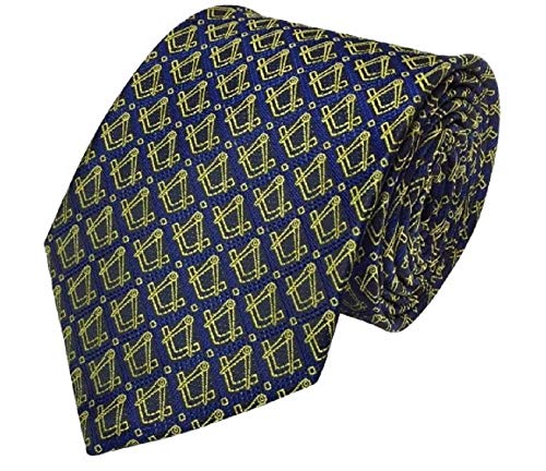 Corbata masónica con compás dorado y escuadra G elegante