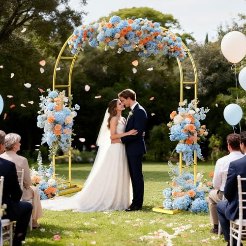 6.6FT Metal Garden Arch Trellis Arbor, Wedding Arch Stand with Steel Frame, Metal Pergola Arbor with Base, Assemble Freely 3 Sizes, for Decor Garden Trellis Climbing Plant, Bridal Party Ceremony - Thumbnail 2