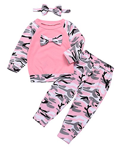 Baby Boys Girls Family Clothes Long Sleeve Camouflage Leopard Top and Pants Outfits Set Autumn Clothing (Pink, 18-24 Months)