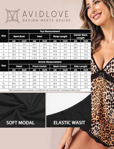 Image of Avidlove Sexy Pajamas Set for Women Lace Modal Cute Lingerie Sets 2 Piece Cami Pj Shorts Set Sleepwear