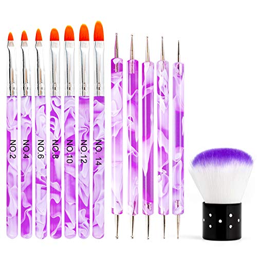 13 PCS UV Gel Acrylic Nail Art Brush Set, Sportsvoutdoors Nail Art Tools with Nail Art Tips Builder Brush, Nail Painting Brush Pen, Nail Art Dust Remover Brush, Nail Salon Home Use, Women Girl Gift