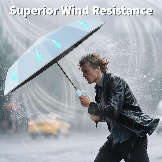 Image of Seniny Windproof Travel Umbrella, Automatic Umbrellas for Rain, Portable & Compact Umbrellas for Backpack, Strong UV for Protection, Folding Small Sun Umbrella for Car, Walking, Coral Pink, 38 inches