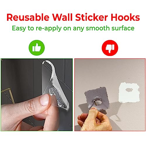 SYNRA Wall Hooks, Transparent Adhesive Hangers, Rotatable Stainless Steel Hooks, Easy Installation & Reusable, Works on Ceramic, Marble, Glass, Metal (Self Adhesive Hooks, 8, Count) image 6