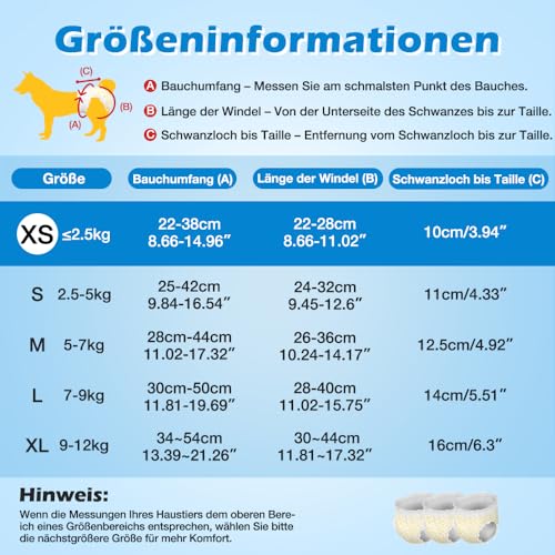 Flying Paws Hunde Windeln, 15 Stück XS Anziehbare Einweg-Hundewindeln für Hündinnen - Rüdenwindeln mit 360° elastischem Bund XS-15