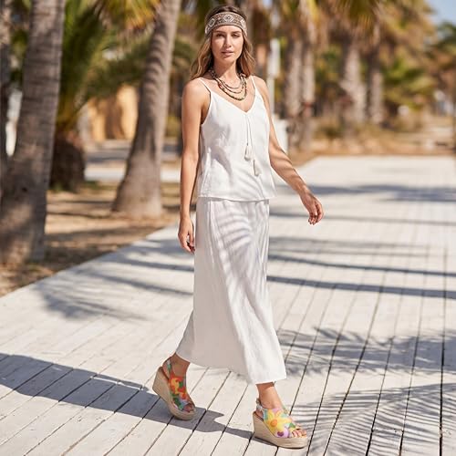 Image of Tilocow Espadrilles Wedges for Women Open Toe Ankle Strap Platform Dressy Casual Sandals Travel Slides