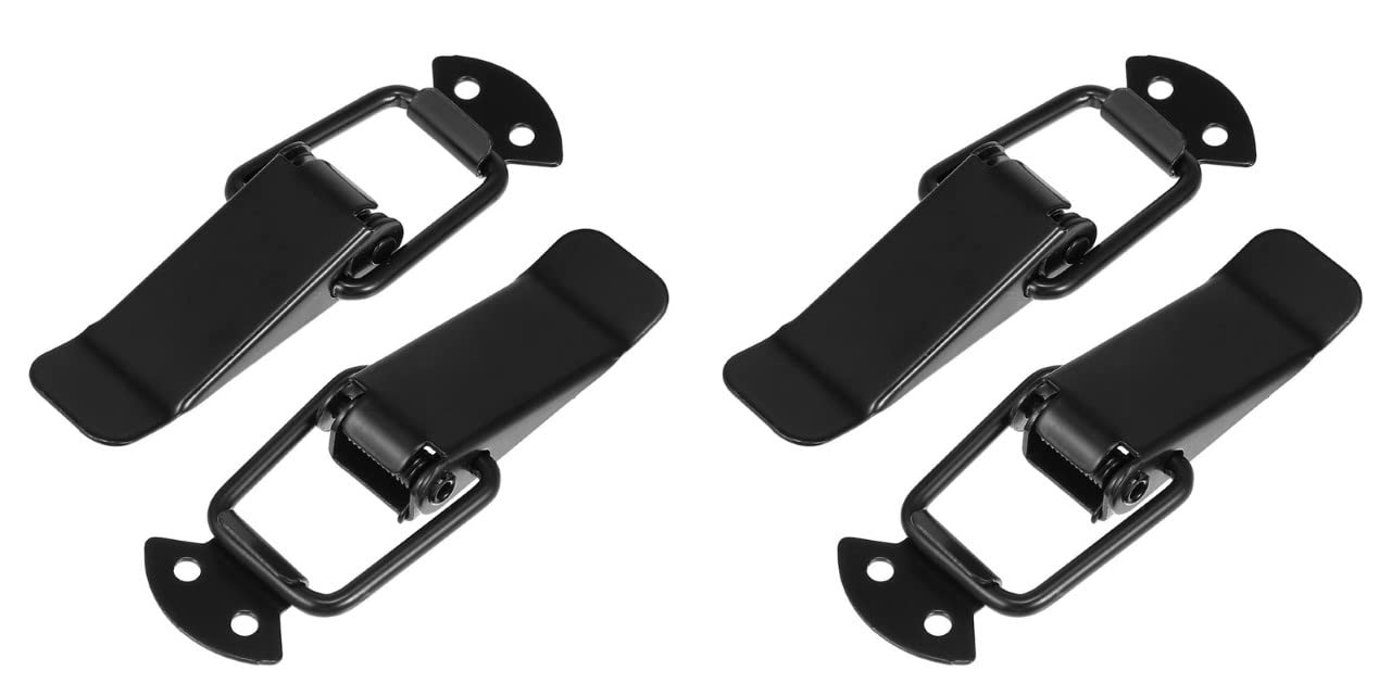 Bumper Clips 4PCS, Quick Release Auto Hasp, Truck Hook Lock Security Kit, Billet Steel Fasteners for Universal Car Trunk, Carbon Fiber Texture, L