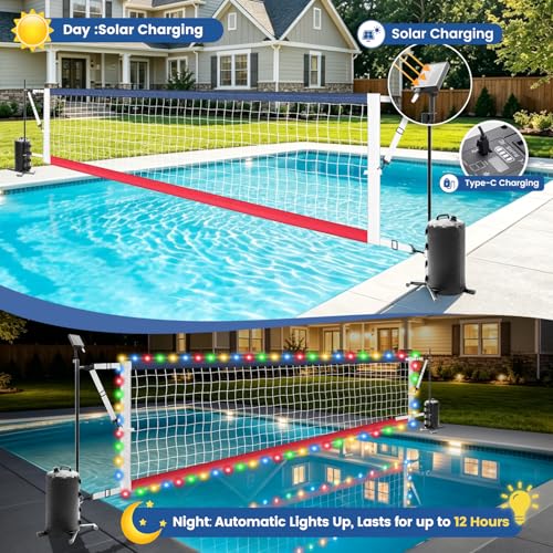 Vidoya Pool Volleyball Net Set with Solar LED Lights for Inground Pools - image 2