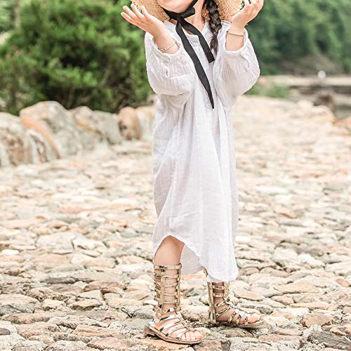 Girls Knee High Top Rivet Gladiator Sandals Fashion Summer Dress Flats Girls Zipper Boots Shoes2