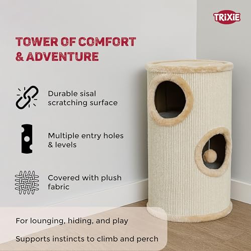 Arbre à chat tour beige diamètre 36 cm hauteur 70 cm Trixie 4330 - 4