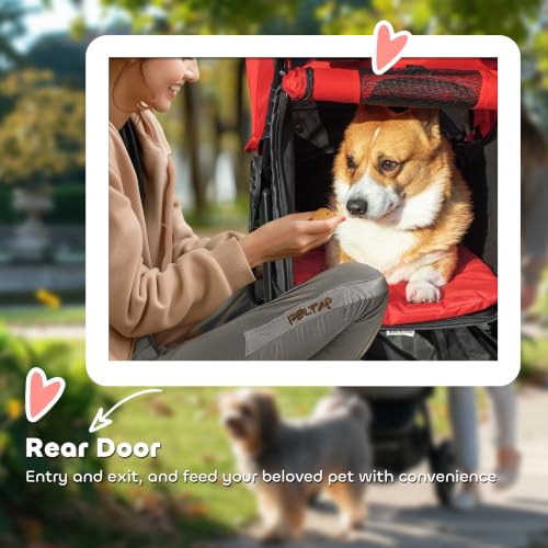 PawHut Hundewagen Klappbar Hundebuggy für Hunde & Katzen bis 10 kg Rot