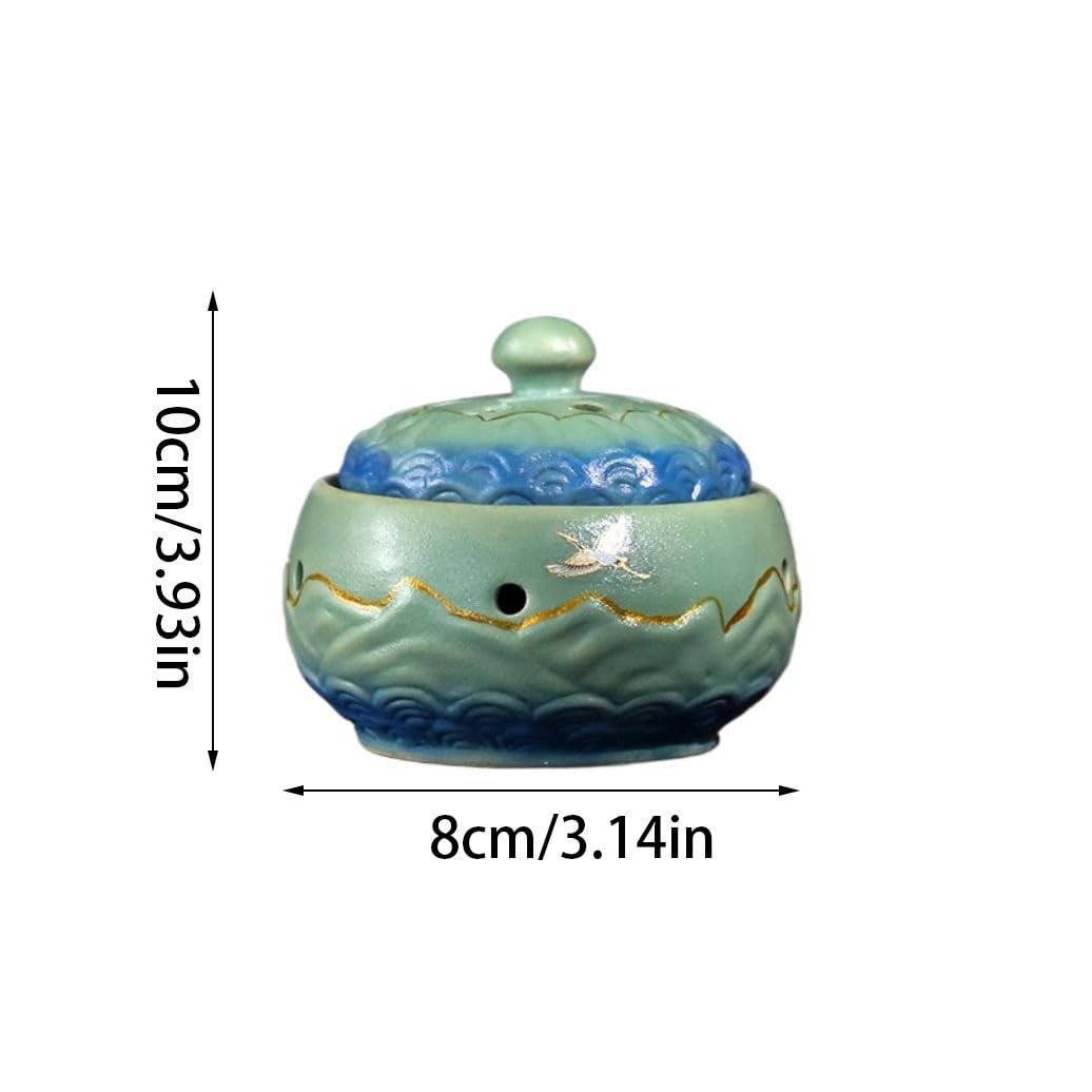 Portaincenso Coni Di Incenso Bruciatore di incenso in rilievo in ceramica Bruciatore di incenso in stile cinese Ornamenti Bruciatore in legno di agar for interni con bruciatore di incenso con coperchi
