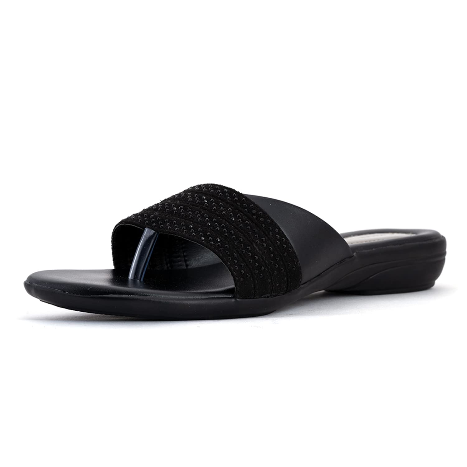 Khadims Black Flat Slip On Sandal for Women (6510776) (B09SQ3MKHT) Amazon Price History, Amazon Price Tracker