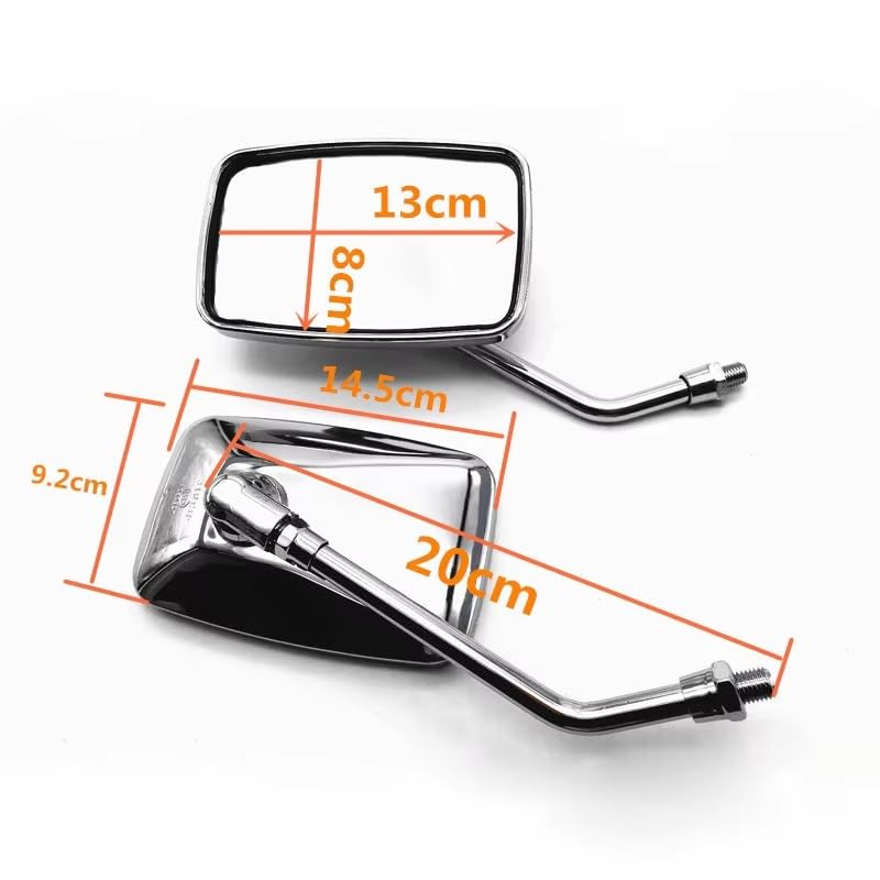 Espejos retrovisores universales para moto scooter ATV con hilo rectangular de 10mm 2