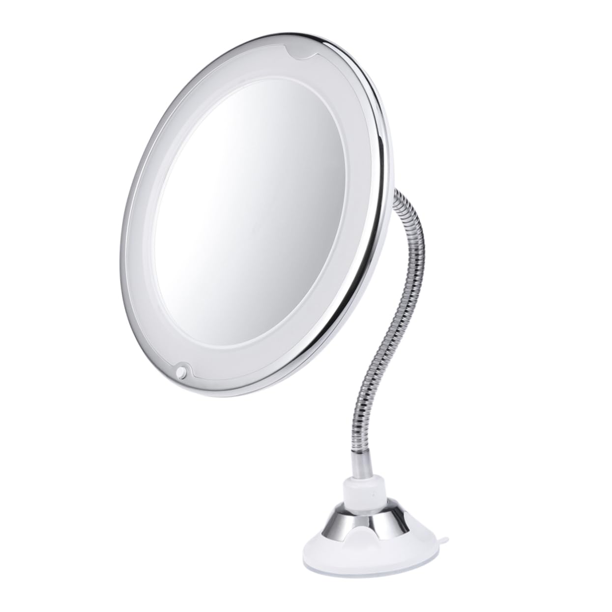 Miroir cosmétique éclairé avec ventouse et grossissement rond