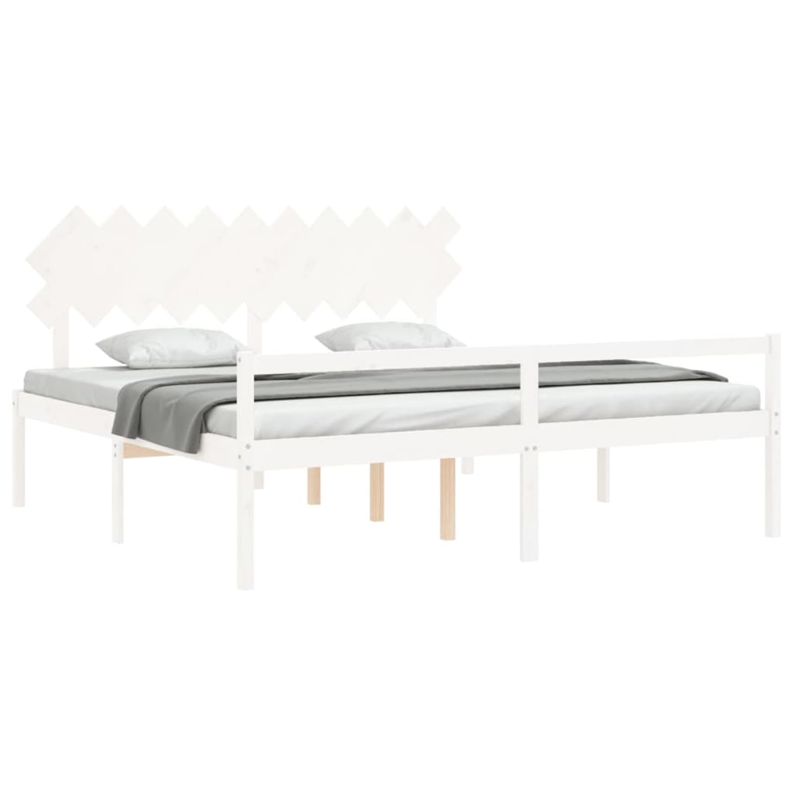 Massives Kiefernholzbett 200x200 cm mit Stauraum & robusten Latten, 45 cm Höhe - Seniorengerecht Model3195567