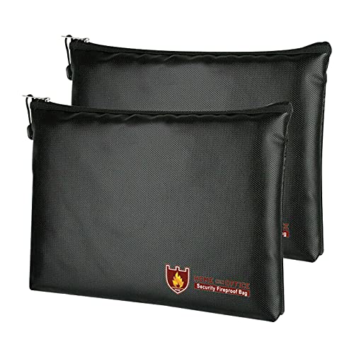 2 fundas ignífugas, 34 x 25 cm, impermeables, resistentes al fuego, para guardar billetes, gran capacidad, para documentos, dinero, pasaportes,...
