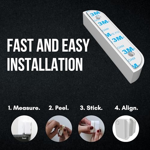 Image of Ring Compatible Contact Sensor Adhesive | Ring Magnet Mounting Tape Replacement Pads | Works with Door, Window, Wall Alarm Sensors | Easy Mount, No Cutting, Peel and Stick (10 Sensor + 10 Magnet Side)