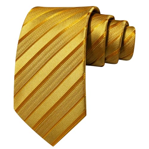 Image of Barry.Wang Tie Sets for Men Silk Stripe Necktie Woven Checkered Handkerchief Cufflinks Formal Business Wedding
