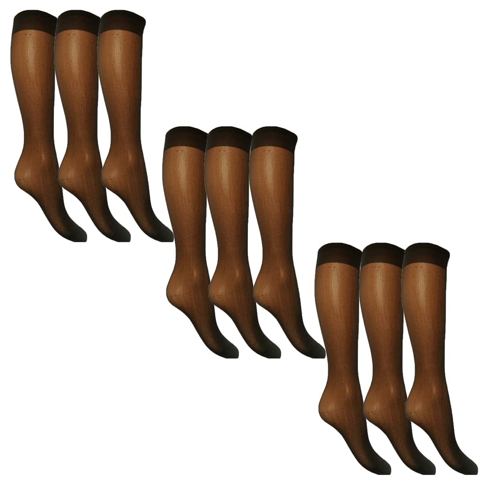 Undercover 15 Denier Sheer Knee Highs Barely Black 9 Pairs (3 Packs)