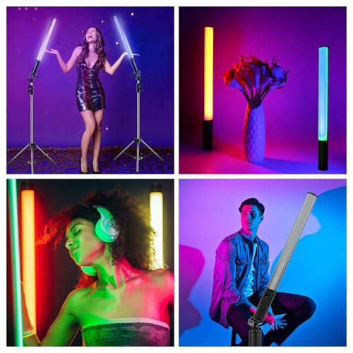 Image of PULUZ RGB LED Video Light Stick, Photography Lighting Wand with 132 LEDs Lights, Dimmable 2500K~9000K CRI95+ Full Color LED Light with 2600mAh Battery, 20 Light Scenes