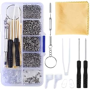 Foxbown Glasses Repair Tool Kit, 500 Pcs Spectacles Repair Screws Set with Mini Screwdriver, Screws Nuts, Silicone Nose…