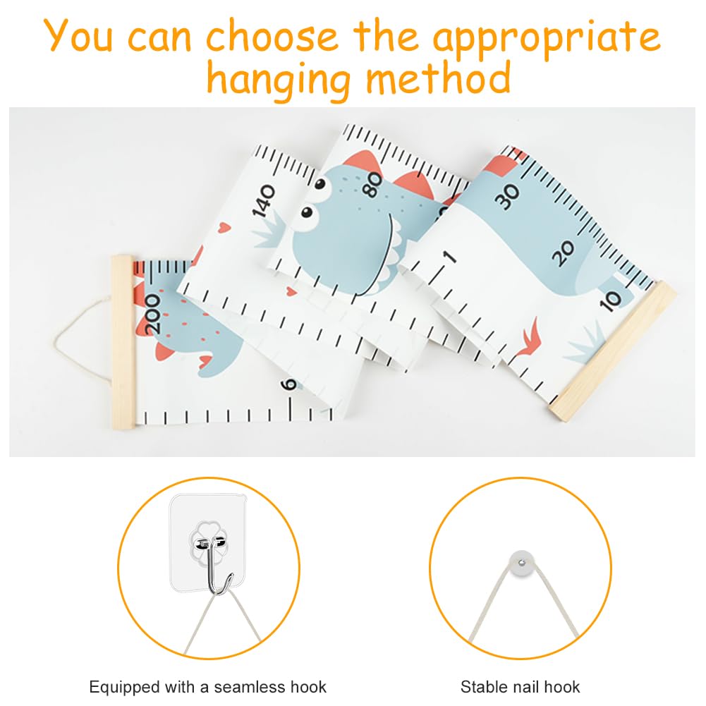 Aolso Metro Altezza Bambini da Parete, Altezza Grafico, Bambini Altezza Crescita Grafico misurazione, Animali Adesivi Da Parete,Rimovibile Decorazione Murale,Tabella di crescita (Dinosauro)