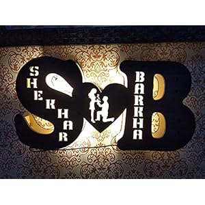 DESIGN ELLE Wooden Couple Led Lamp Personalised with Any Alphabet & Name (Pose)