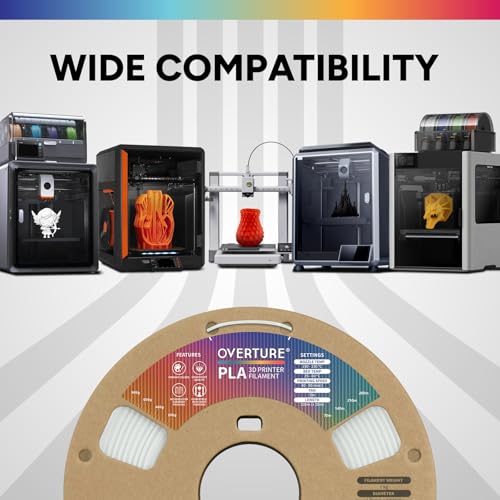 Image of OVERTURE 4KG Bundle PLA Filament 1.75mm, Neatly Wound 3D Printer Filament 4 Pack 1kg Spool (2.2lbs), Dimensional Accuracy + /- 0.02 mm, Fit Most FDM 3D Printers (White 4-Pack)
