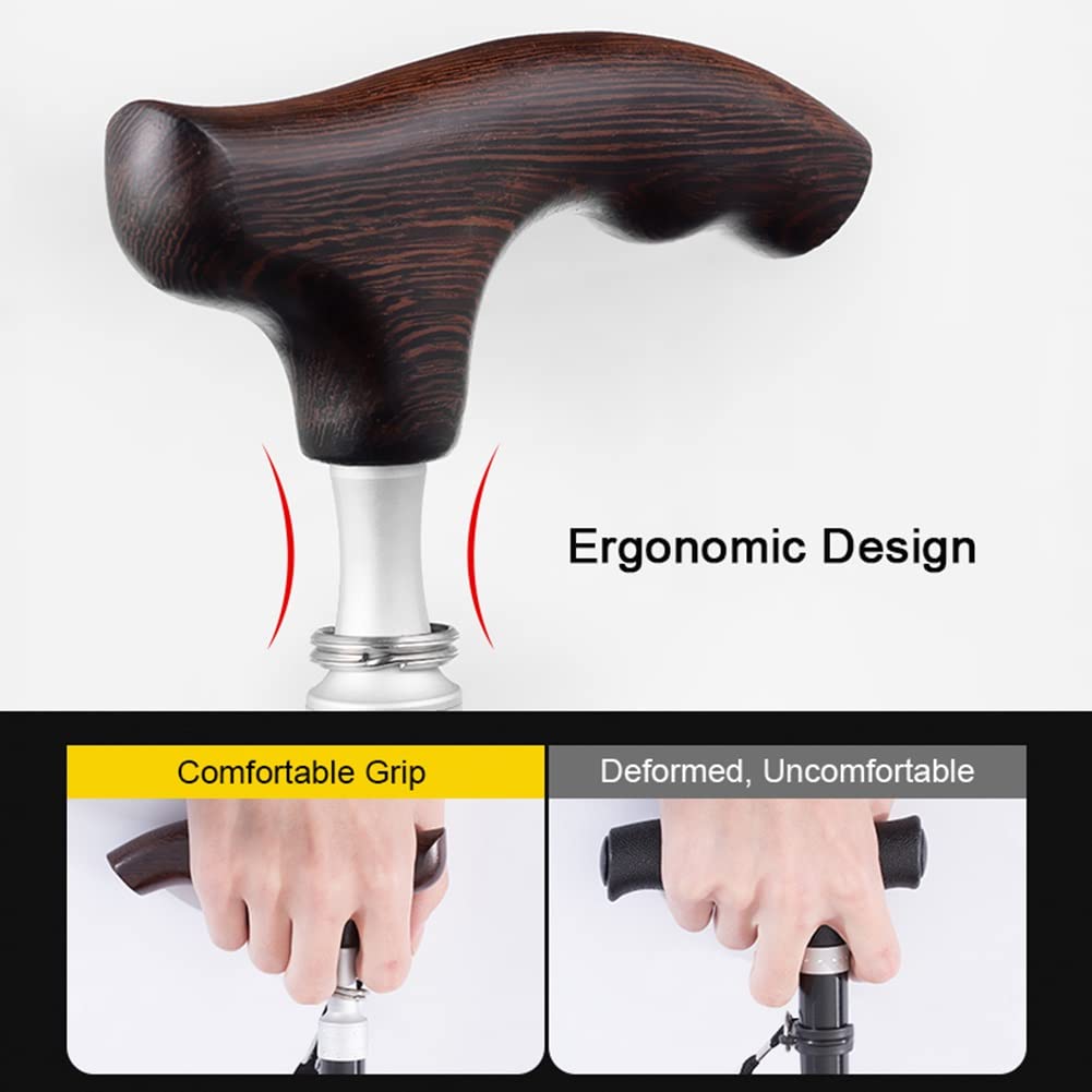 Ligeras Muleta Plegables para Hombres Mujeres,Regulables en Altura,Muleta de Codo Portátil con Agarres de Madera Ergonómicos y Construcción de Aluminio Fuerte(Soporta Hasta 200kg) ( Color : Zwart )