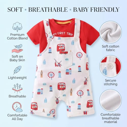 Image of Krishn Cotton Printed Dungaree Set | Kids Dress for Baby Boys and Baby Girls