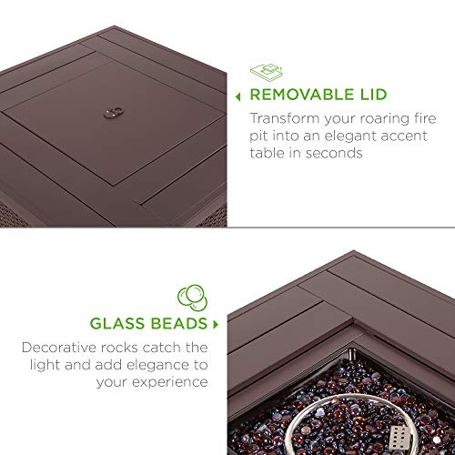 Best Choice Products SKY6114 32In Fire Pit Table 50,000 Btu Outdoor Wicker Patio Propane Gas W/Glass Wind Guard thumb #3