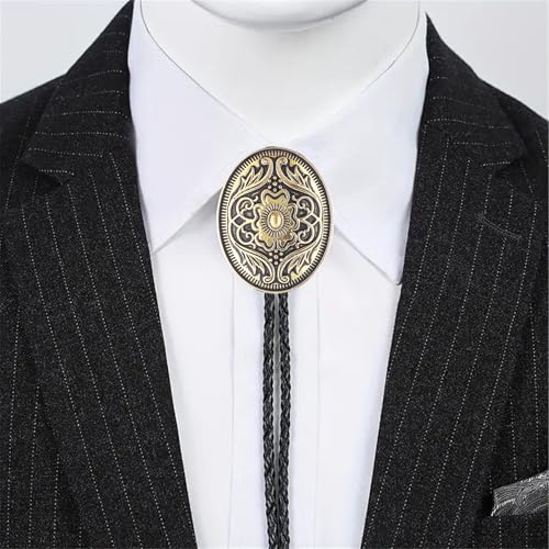 Image of GelConnie Floral Bolo Tie for Men Womens Bolo Tie Necklace Native American Black Men's Bolo Ties Western Cowboy Bolero Ties