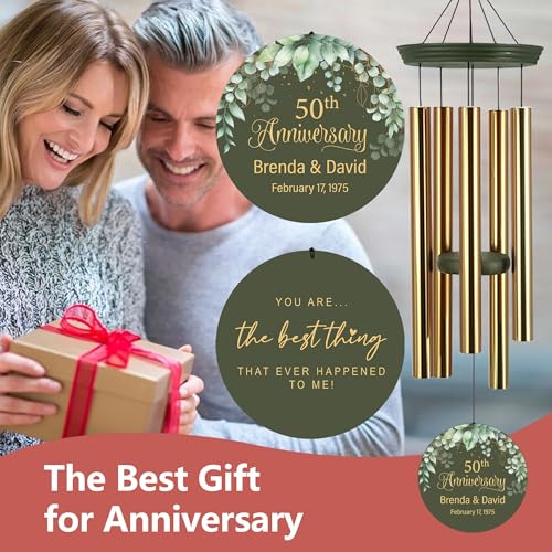 Image of Personalized Wind Chimes Anniversary, Customized Wedding Gift for Couples, Anniversary Wind Chime for Husband /Wife Loving Memory,30 /36inch